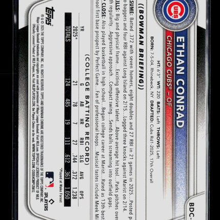 2025 Bowman Draft Chrome Ethan Conrad #BDC-17 1st Bowman