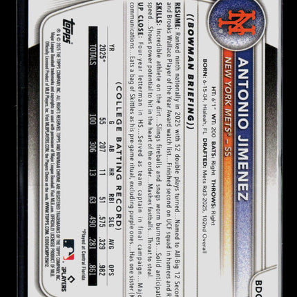 2025 Bowman Draft Chrome Antonio Jimenez #BDC-56