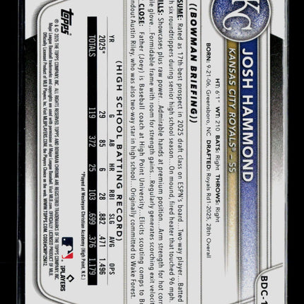 2025 Bowman Draft Chrome Josh Hammond #BDC-185