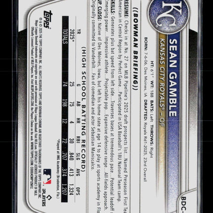 2025 Bowman Draft Chrome Sean Gamble #BDC-178 1st Bowman