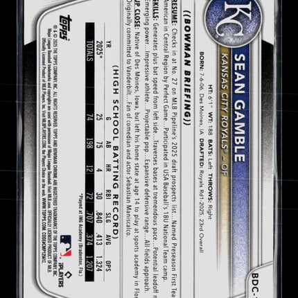 2025 Bowman Draft Chrome Sean Gamble #BDC-178