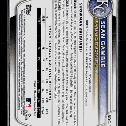 2025 Bowman Chrome Sean Gamble #BDC-178