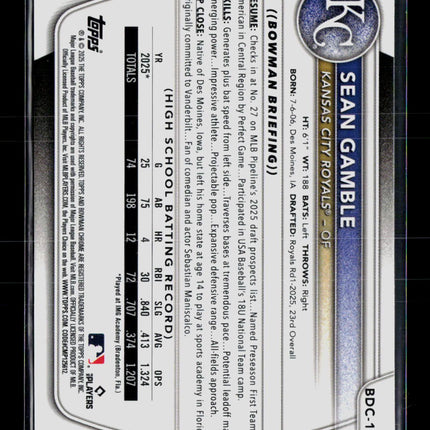 2025 Bowman Chrome Sean Gamble #BDC-178