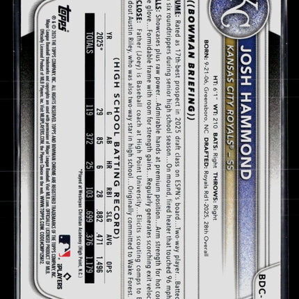 2025 Bowman Draft Chrome Josh Hammond #BDC-185