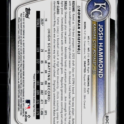 2025 Bowman Chrome Josh Hammond #BDC-185