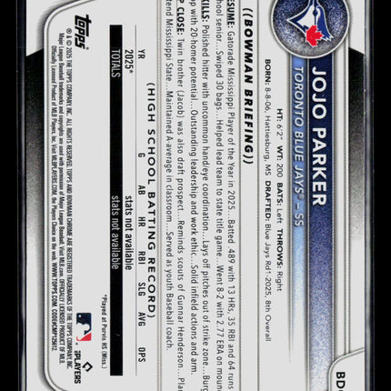 2025 Bowman Chrome Jojo Parker #BDC-8 1st Bowman