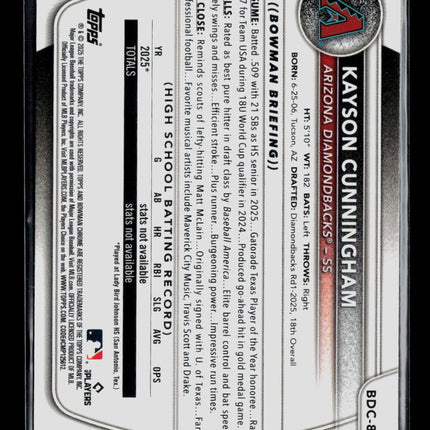 2025 Bowman Chrome Kayson Cunningham #BDC-84