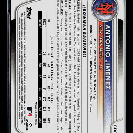 2025 Bowman Draft Chrome Antonio Jimenez #BDC-56 Mega Box Mojo Refractor