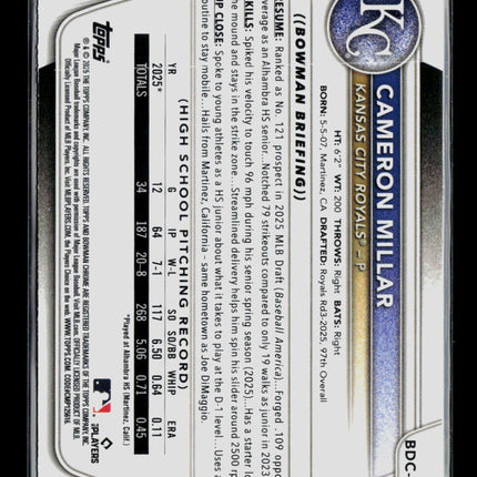 2025 Bowman Draft Chrome Cameron Millar #BDC-176 Mega Box Refractor