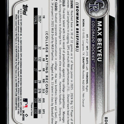 2025 Bowman Draft Chrome Max Belyeu #BDC-5 Mojo Refractor