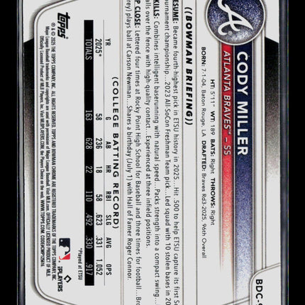 2025 Bowman Draft Chrome Cody Miller #BDC-91 Mojo Refractor
