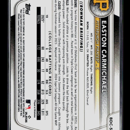 2025 Bowman Draft Chrome Easton Carmichael #BDC-50 Mega Box Mojo Refractor