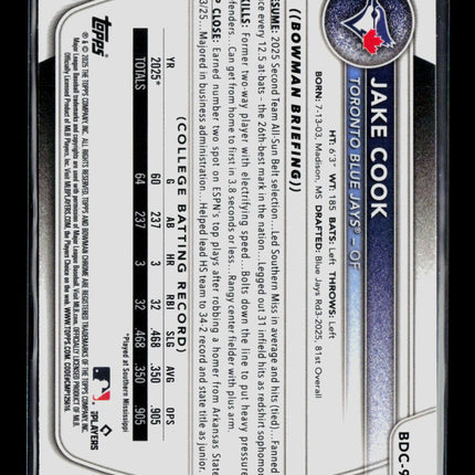 2025 Bowman Draft Chrome Jake Cook #BDC-97 Aqua Lunar Glow Refractor