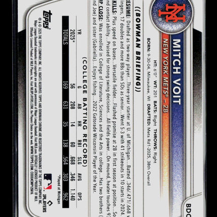 2025 Bowman Draft Chrome Mitch Voit #BDC-71 Mega Box Mojo Refractor
