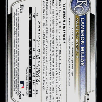 2025 Bowman Draft Chrome Cameron Millar #BDC-176 Mojo Refractor