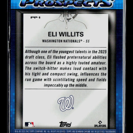 2025 Bowman Chrome Prized Prospects Eli Willits #PP-1