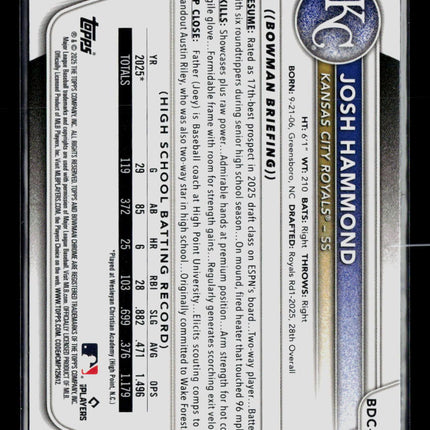 2025 Bowman Draft Chrome Josh Hammond #BDC-185 1st Bowman