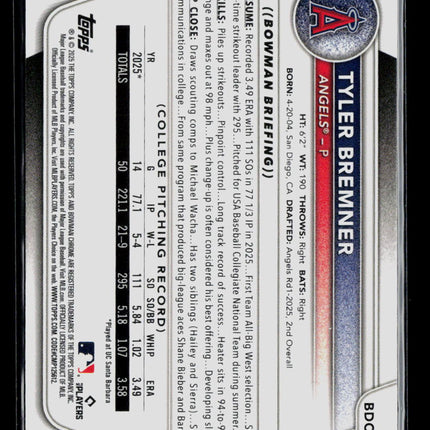 2025 Bowman Draft Chrome Tyler Bremner #BDC-37