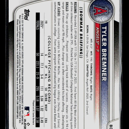 2025 Bowman Chrome Draft Tyler Bremner #BDC-37