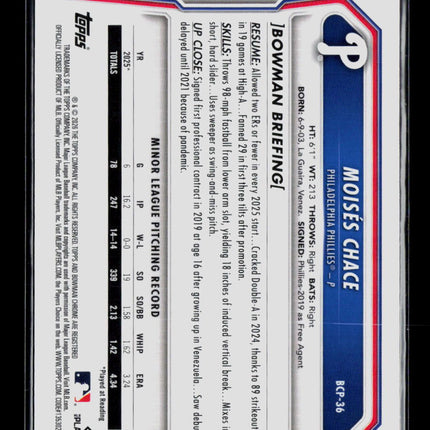 2024 Bowman Chrome Sapphire Moisés Chace #BCP-36 Blue