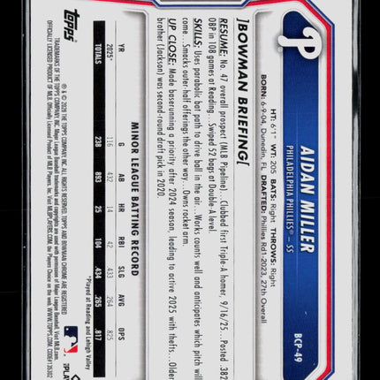 2026 Bowman Chrome Sapphire Aidan Miller #BCP-49 Blue