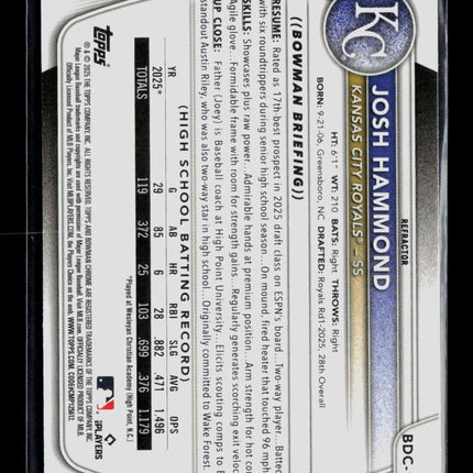 2025 Bowman Draft Chrome Josh Hammond #BDC-185 Refractor