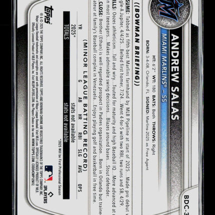 2025 Bowman Chrome Andrew Salas #BDC-34 Blue