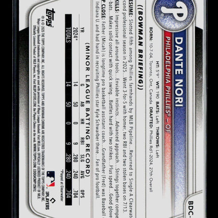 2025 Bowman Draft Chrome Sapphire Dante Nori #BDC-33