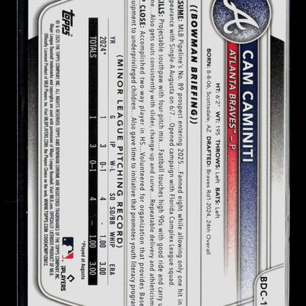 2025 Bowman Draft Chrome Cam Caminiti #BDC-122 Blue Sapphire