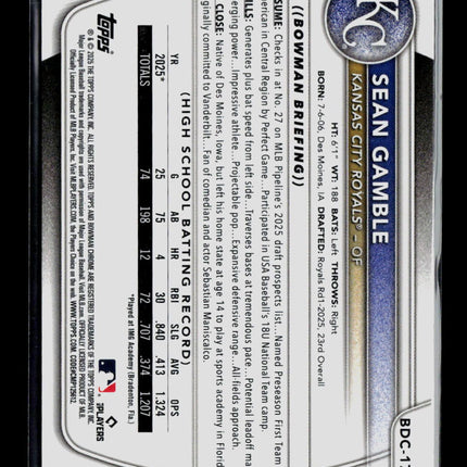 2025 Bowman Draft Chrome Sean Gamble #BDC-178