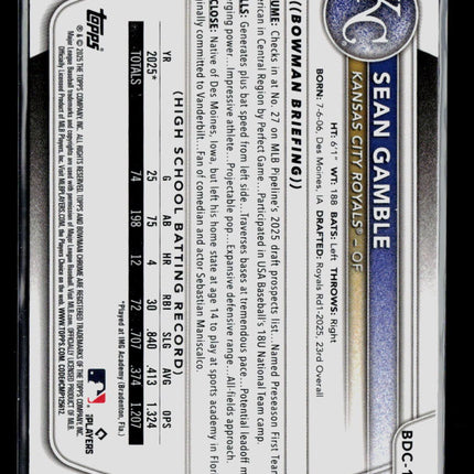 2025 Bowman Chrome Sean Gamble #BDC-178