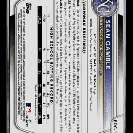 2025 Bowman Chrome Sean Gamble #BDC-178