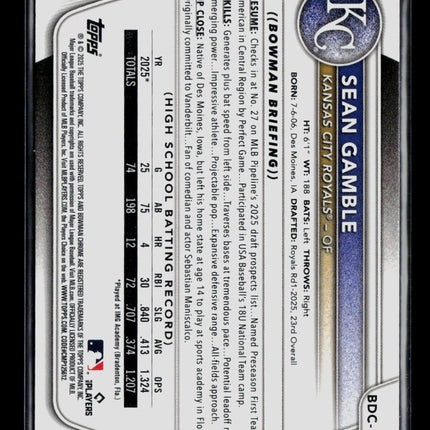 2025 Bowman Draft Chrome Sean Gamble #BDC-178
