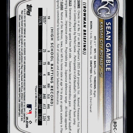 2025 Bowman Draft Chrome Sean Gamble #BDC-178
