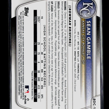 2025 Bowman Chrome Sean Gamble #BDC-178