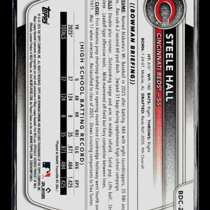 2025 Bowman Draft Chrome Steele Hall #BDC-20 1st Bowman