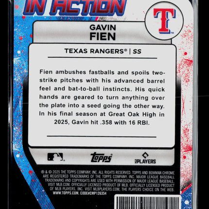 2025 Bowman Chrome In Action Gavin Fien #BIA-16 Mega Box Mojo Refractor