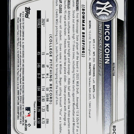 2025 Bowman Chrome Pico Kohn #BDC-52 Refractor