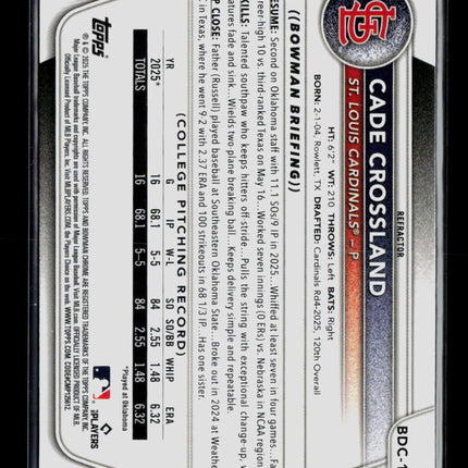 2025 Bowman Chrome Draft Cade Crossland #BDC-183 Refractor