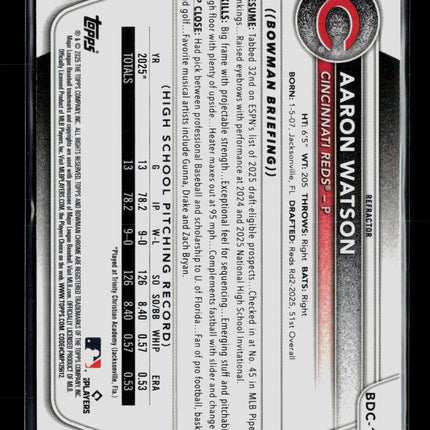 2025 Bowman Chrome Draft Aaron Watson #BDC-193 Refractor