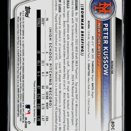 2025 Bowman Draft Chrome Peter Kussow #BDC-179 Refractor