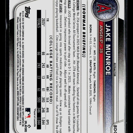 2025 Bowman Draft Chrome Jake Munroe #BDC-128 Refractor