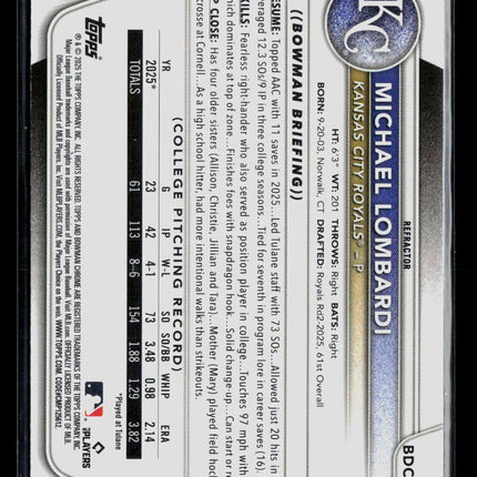 2025 Bowman Draft Chrome Michael Lombardi #BDC-118 Refractor