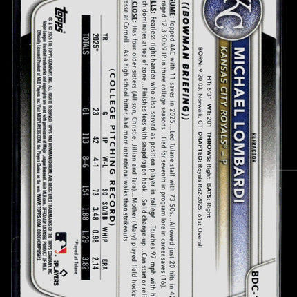 2025 Bowman Chrome Michael Lombardi #BDC-118 Refractor