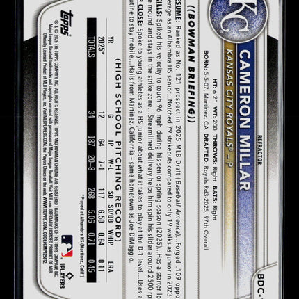 2025 Bowman Chrome Cameron Millar #BDC-176 Refractor