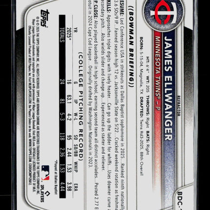 2025 Bowman Chrome Draft James Ellwanger #BDC-164 Refractor