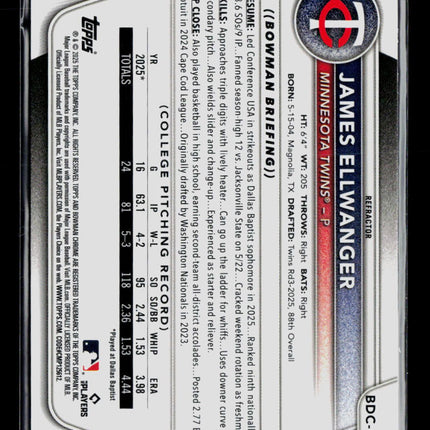 2025 Bowman Draft Chrome James Ellwanger #BDC-164 Refractor