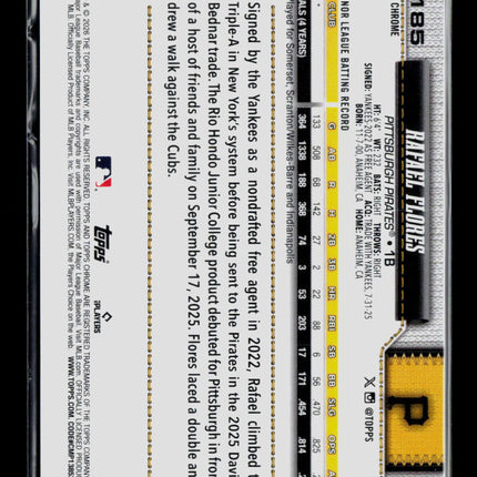 2026 Topps Chrome Rafael Flores #185 Logofractor 20/75 RC