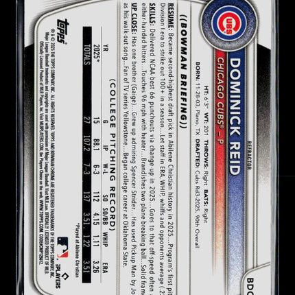 2025 Bowman Chrome Dominick Reid #BDC-53 Refractor