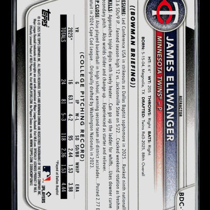 2025 Bowman Draft Chrome James Ellwanger #BDC-164 Refractor